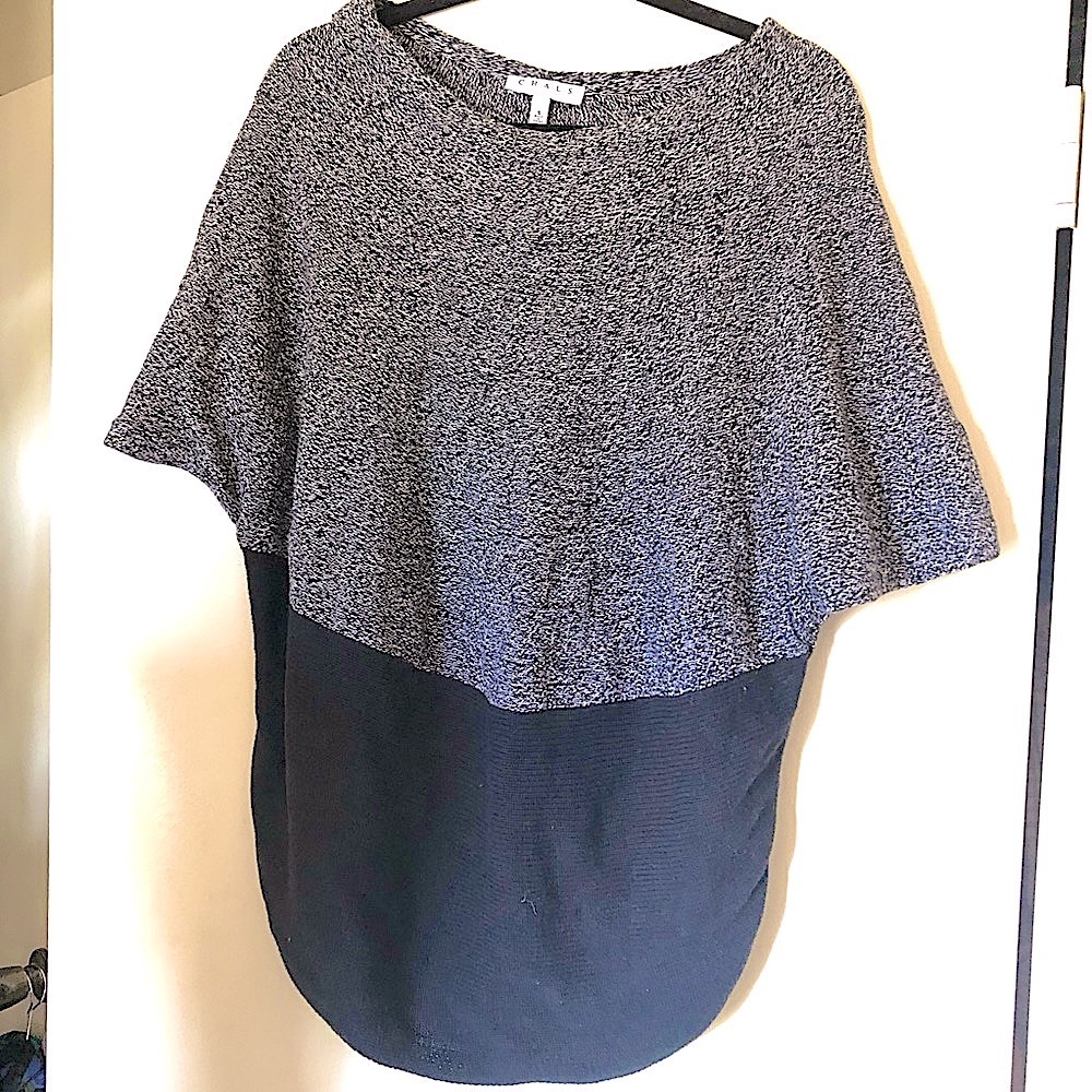 Chaus 90s vintage colorblock gray black shirt sleeve knit top